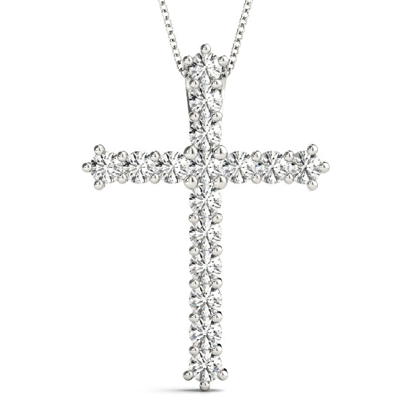 0.25–1 CTTW Lab Diamond Cross Pendant for Women Shared Prong, 14K Gold, White, Yellow or Rose Gold