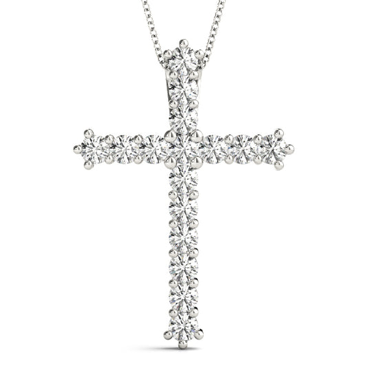 0.25–1 CTTW Lab Diamond Cross Pendant for Women Shared Prong, 14K Gold, White, Yellow or Rose Gold