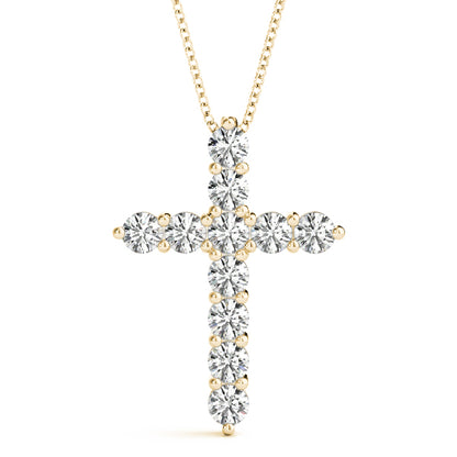 0.05-0.2 CTW Shared Prong Diamond Cross Pendant in 14K White, Yellow or Rose Gold, IGI Certified