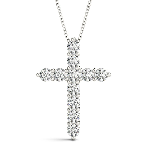 0.05-0.2 CTW Shared Prong Diamond Cross Pendant in 14K White, Yellow or Rose Gold, IGI Certified