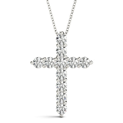 0.05-0.2 CTW Shared Prong Diamond Cross Pendant in 14K White, Yellow or Rose Gold, IGI Certified