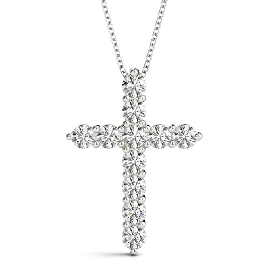 0.05-0.2 CTW Shared Prong Diamond Cross Pendant in 14K White, Yellow or Rose Gold, IGI Certified