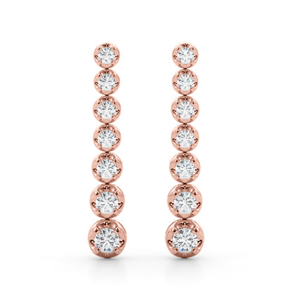 0.42 or 0.70 CTW Lab Grown Diamond Drop Earrings for Women, 14K Gold Prong Set Vertical Dangle Design, IGI Certified