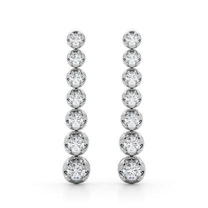 0.42 or 0.70 CTW Lab Grown Diamond Drop Earrings for Women, 14K Gold Prong Set Vertical Dangle Design, IGI Certified