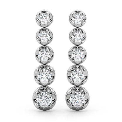 0.42 or 0.70 CTW Lab Grown Diamond Drop Earrings for Women, 14K Gold Prong Set Vertical Dangle Design, IGI Certified