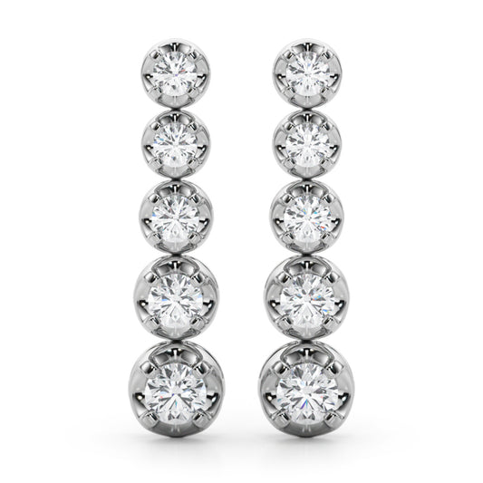 0.42 or 0.70 CTW Lab Grown Diamond Drop Earrings for Women, 14K Gold Prong Set Vertical Dangle Design, IGI Certified