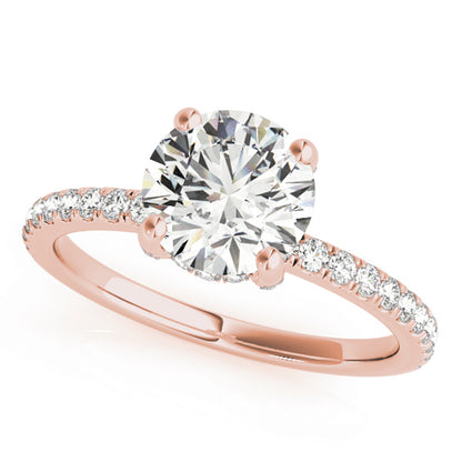 1.00-2.00 CT Hidden Halo Engagement Ring, Round Cut, Lab Grown Diamond, 14K Gold, IGI Certified
