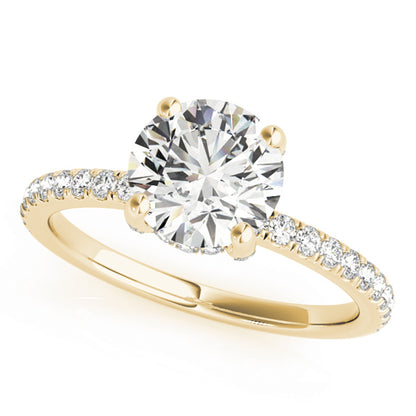 1.00-2.00 CT Hidden Halo Engagement Ring, Round Cut, Lab Grown Diamond, 14K Gold, IGI Certified