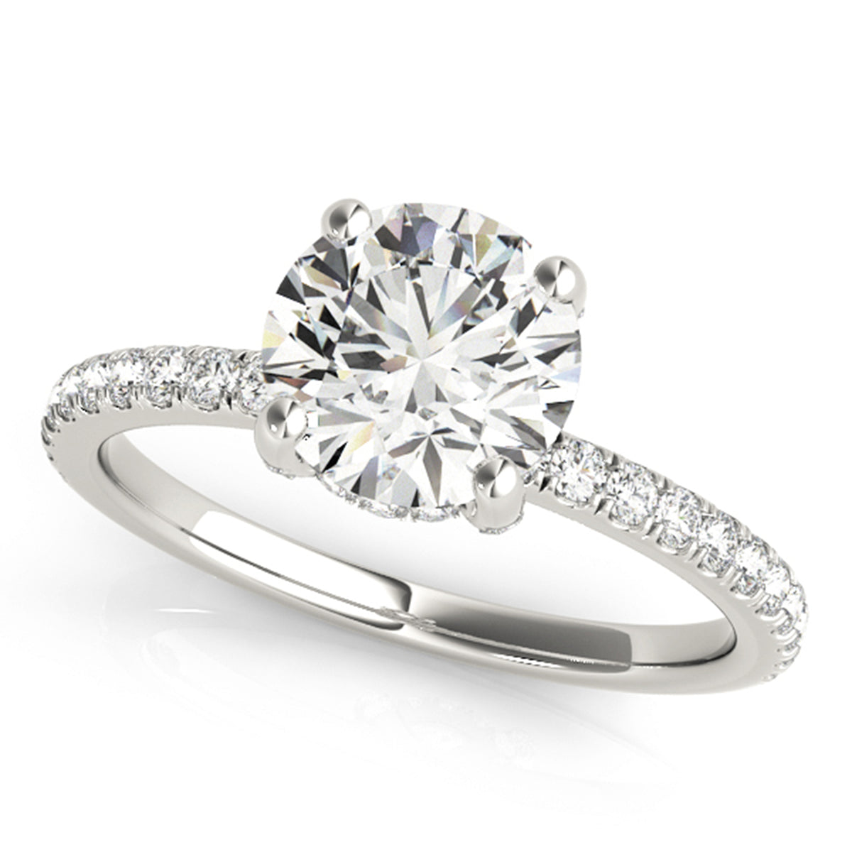 1.00-2.00 CT Hidden Halo Engagement Ring, Round Cut, Lab Grown Diamond, 14K Gold, IGI Certified