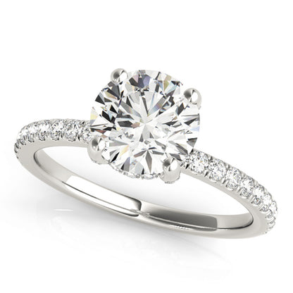 1.00-2.00 CT Hidden Halo Engagement Ring, Round Cut, Lab Grown Diamond, 14K Gold, IGI Certified