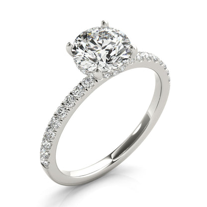 1-2 CT Round Cut Lab-Grown Diamond Hidden Halo Engagement Ring, 14K White Gold, IGI Certified