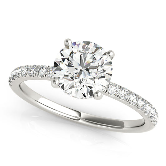 1-2 CT Round Cut Lab Grown Diamond, Hidden Halo Engagement Ring, 14K Gold, IGI Certified