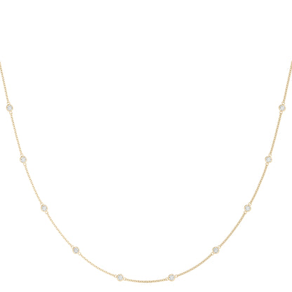 0.5–1.5 CTW Lab Diamond Station Necklace for Women, 14K White or Yellow Gold