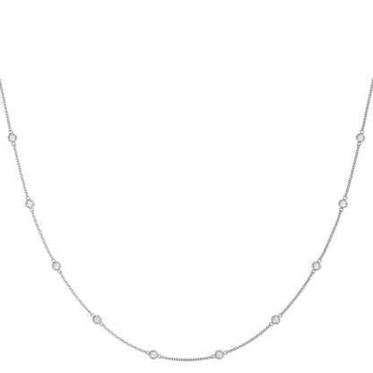 0.5–1.5 CTW Lab Diamond Station Necklace for Women, 14K White or Yellow Gold