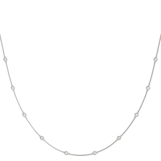 0.5–1.5 CTW Lab Diamond Station Necklace for Women, 14K White or Yellow Gold
