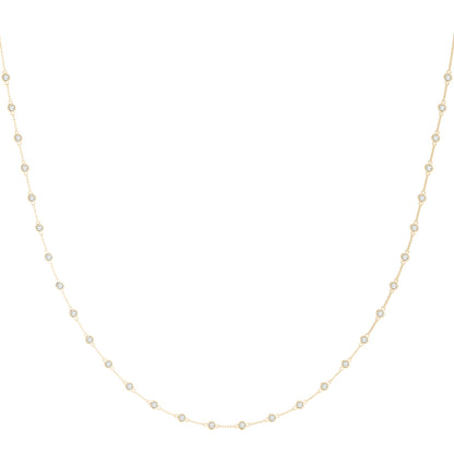 1.20–2.50 CTW Lab Grown Diamond Bezel Set Station Necklace, 14K Gold