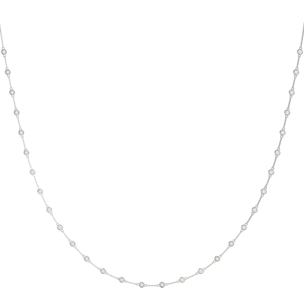 1.20–2.50 CTW Lab Grown Diamond Bezel Set Station Necklace, 14K Gold