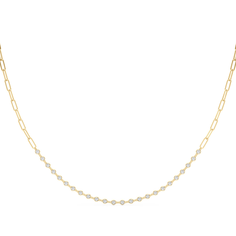 0.75–2.20 CTW Lab Diamond Bezel Set Paperclip Necklace, 14K Gold