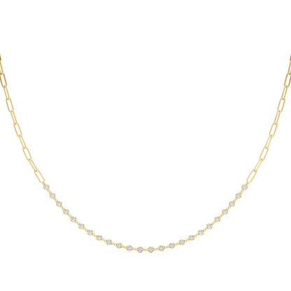 0.75–2.20 CTW Lab Diamond Bezel Set Paperclip Necklace, 14K Gold