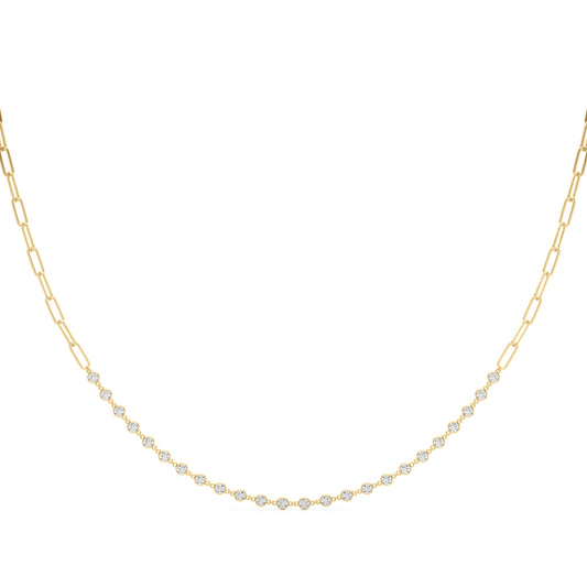0.75–2.20 CTW Lab Diamond Bezel Set Paperclip Necklace, 14K Gold