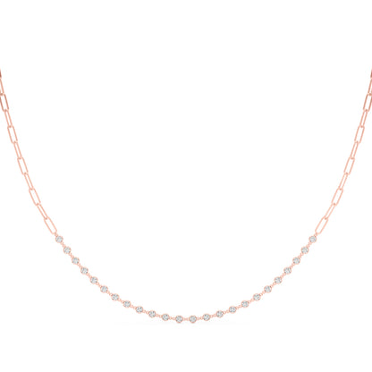 0.75–2.20 CTW Lab Diamond Bezel Set Paperclip Necklace, 14K Gold