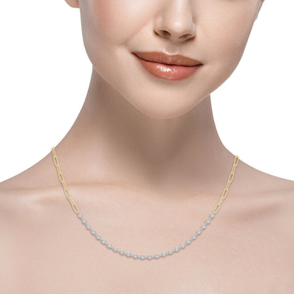 0.75–2.20 CTW Lab Diamond Bezel Set Paperclip Necklace, 14K Gold