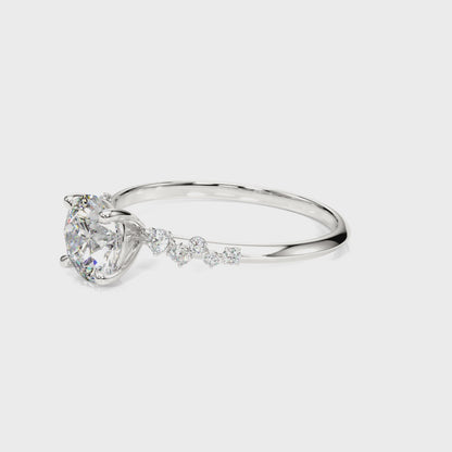 1.00-2.00 CT Round Cut Lab Grown Diamond Scattered Diamond Engagement Ring, 14K Gold, IGI Certified
