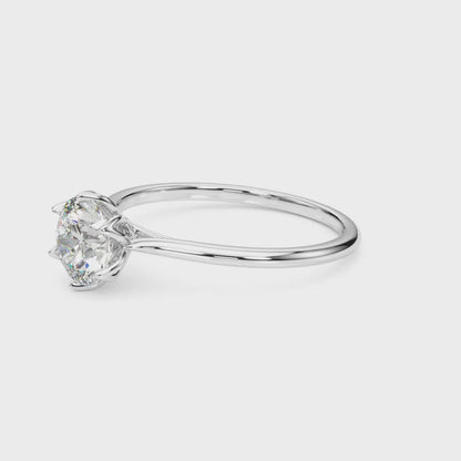 1-2 CT Round Cut, Lab Grown Diamond Solitaire Promise Ring 14K White Gold, IGI Certified